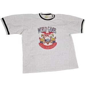 Vintage Karate Championships T-Shirt Mens L Gray 1996 World Games D.C. NBL USA